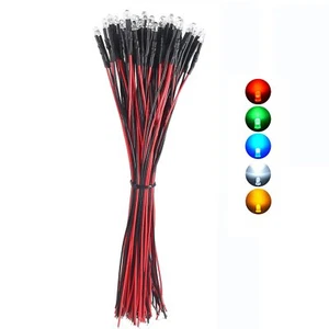 50pcs 3mm 12v Pre Wired Led Diodes Light Ultra Bright Blue With Resistor And Wir - Picture 1 of 6
