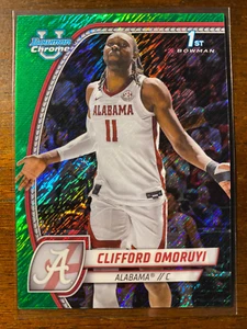 Bowman Chrome U Clifford Omoruyi #14 1st Green Shimmer Alabama 2024-25 - Imagen 1 de 2