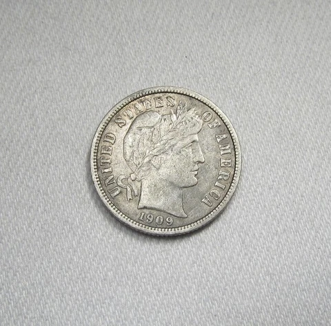 1909-P Silver Barber Dime AU Details Coin AH531 Cover