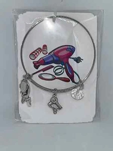 New Hairdresser Theme  Bangle Charm Bracelet Silver Handmade Expandable - Picture 1 of 5