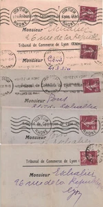 SEMEUSE - RHONE - LYON - 5 LETTRES DU TRIBUNAL DE LYON - PERIODE 1930. - Picture 1 of 1