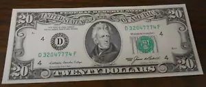 1985- $20 FEDERAL RESERVE NOTE - D 32047774 F - VERY CHOICE UNC - Picture 1 of 6
