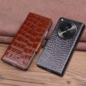 Estuche magnético de cuero genuino real de cocodrilo cubierta abatible para OPPO Find N3 N2 N - Imagen 1 de 29