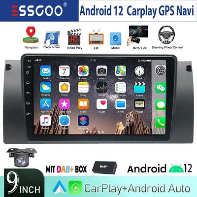 DAB+ Android 12 Autoradio Carplay GPS Navi RDS Kamera Für BMW 5er E39 E38 X5 E53 - Bild 1 von 4