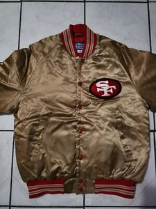 Vintage San Francisco 49ers GOLD Satin Bomber Jacket NFL Stahl Urban L - Picture 1 of 9