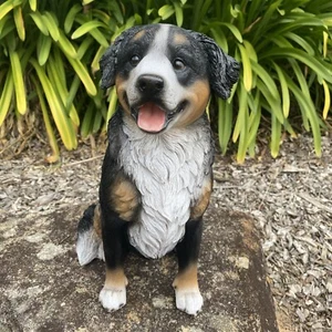 BERNESE MOUNTIAN SITTING DOG PUPPY GARDEN STATUE ORNAMENT MEMORIAL - Bild 1 von 7