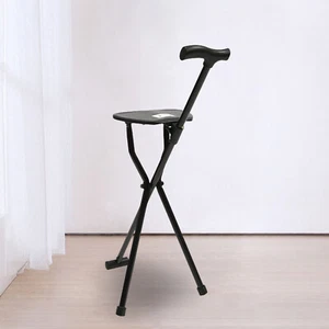 Walking Stick with Seat Cane Portable Travel Hiking Chair Stool Tripod Folding - Picture 1 of 21