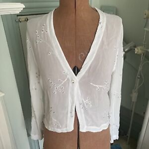 Ghost Blouse White Embroidery Vgc Gorgeous Vintage Made In England