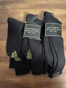 6 Pairs New Gold Toe Men's Fluffies Soft Black Socks