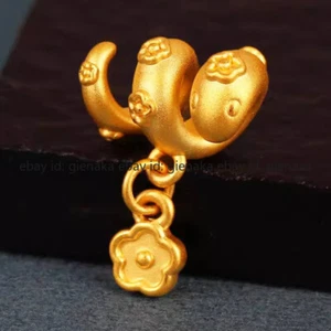 Reines 999 24K Gelbgold Damen 3D Sternzeichen Pfirsichblüte Schlange Anhänger 1,4-1,6g - Bild 1 von 12