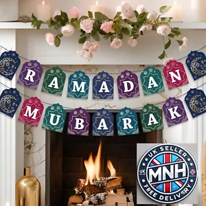 Eid Mubarak Banner Bunting Assorted colours Eid Backdrop Background Props Decor - Picture 1 of 17