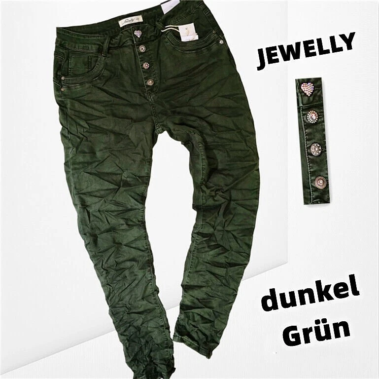 14 Farben JEWELLY Damen Jeans Hose Baggy Knöpfe Denim stretch 34,36,38,40,42 NEU - Bild 1 von 1