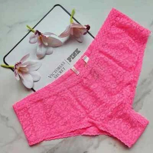 PINK Victoria's Secret V-Cut Front Wear Everywhere Lace Cheekster Pink SZ S/L - Picture 1 of 8