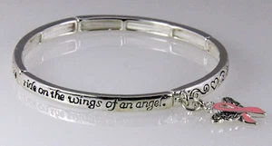 4030688 Pink Ribbon Stretch Bracelet Breast Cancer Awareness Inner Strength Hope - Picture 1 of 1