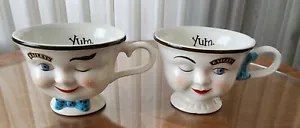 Vintage Mr & Mrs Yum Baileys Irish Cream His & Her Winking Face Kaffeetasse Becher - Bild 1 von 8