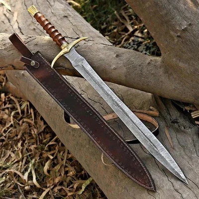 Handmade Hand Forged Damascus Viking Sword, Battle Ready Medieval Sword - Image 1 of 4