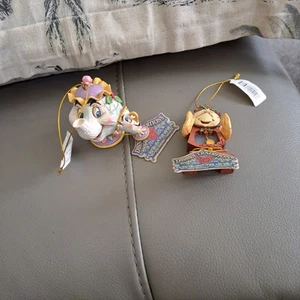 Disney Traditions By Jim Shore Mrs Potts Chip cogsworth Hanging Ornaments tags - Picture 1 of 2