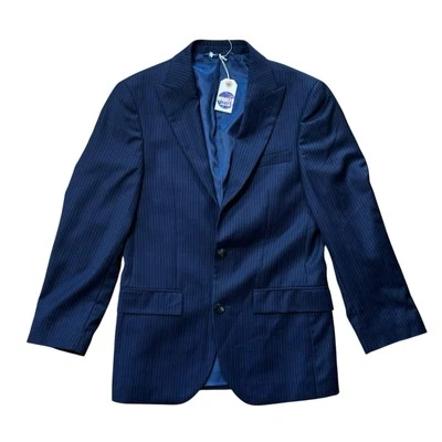 blue pinstripe suit jacket DKNY 100% wool chest 34 designer lined wedding prom - Image 1 of 4