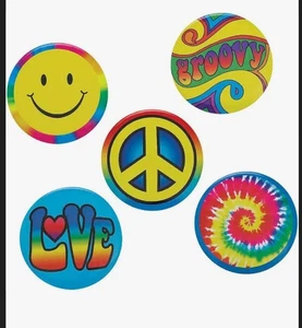 Groovy 60's Button Set 5 PCs Costume Accessories 2.5 inches each Novelty UseLB9 - Picture 1 of 2