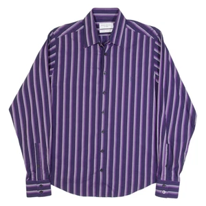 YVES SAINT LAURENT Mens Shirt Purple Striped Long Sleeve M - Picture 1 of 6