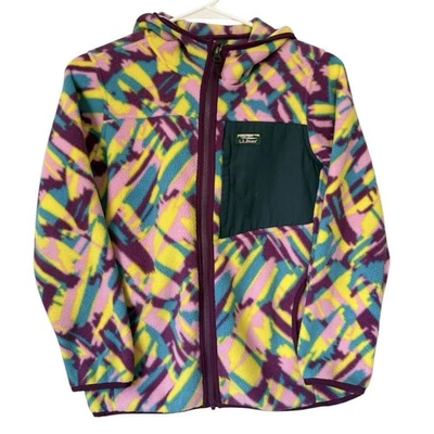 Chaqueta polar retro LL Bean niñas talla M 10/12 multicolor cremallera completa con capucha Foto 1 de 4
