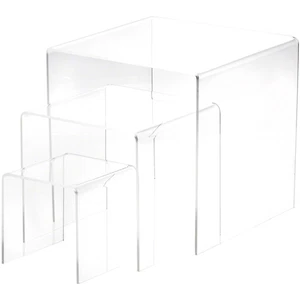 Plymor Clear Acrylic Square Display Risers, 4", 6", 8" Assortment Pack, Set of 3 - Picture 1 of 2