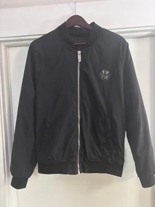 PHILIPP PLEIN BLACK ZIP FRONT BOMBER JACKET Sz Medium - Picture 1 of 8