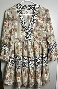 Entro Women’s Fall Dress Small Leaves Boho Ruffle Thanksgiving Lined - Picture 1 of 7