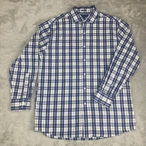 Camisa Tommy Hilfiger Para Hombre Calce Ajustado Azul Blanco A Cuadros Manga Larga Talla 16.5 32-33 - Imagen 1 de 9