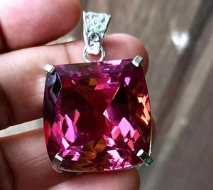 Kissenform 49,50 ct natürlicher Zultanit 925 massiv Silber Anhänger lose Edelstein - Bild 1 von 6