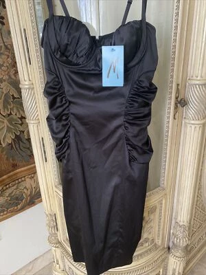 Marciano Guess Dress Black Pencil Roxanne Satin Bustier Sz L NWT $158 - Image 1 of 4