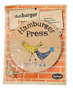 Vintage Nevco Wooden Hamburger Press Hinged Japan 1964 Decor Sealed Birds 5.75" - Picture 1 of 7