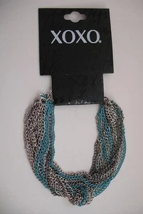 XOXO New Bracelet Multi-Strands of Metal Chains Teal Highlights NWT - Picture 1 of 2