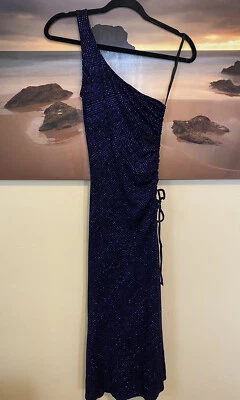 VTG City Triangles Y2k Black Purple 0ne Shoulder Fairy Mesh Sparkle Dress S/M - Image 1 of 4