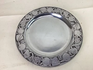 Vintage Wilton Armetale Pewter Round Serving Platter Tray Bordered w Fruits 11” - Picture 1 of 2