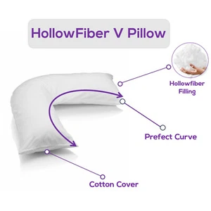 V Shaped Pillows Hollowfiber Orthopedic Back Neck Pregnancy Body Support Cushion - Picture 1 of 5
