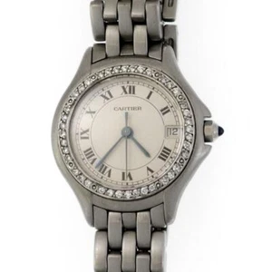Cartier Watch Round Panthere Cougar Diamond Stainless Steel Ladies Round - Picture 1 of 5