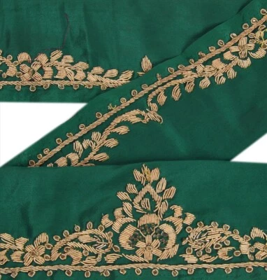 Sanskriti Vintage Sari Borde Cuentas a Mano Artesanal 1Yd Adornos Encaje 3W Verde Foto 1 de 4