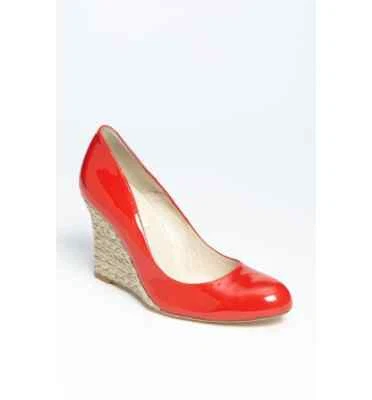NEW L.K. Bennett Orange Red Patent Leather Maddox Weaved Wedge Pump EU 39.5 US 9 - Image 1 of 4