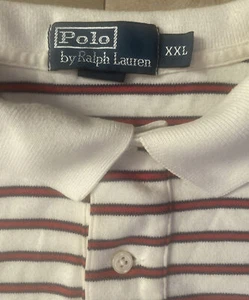 Vintage Polo Ralph Lauren Herren Poloshirt, Gr. XXL, weiß/rot gestreift, Aquapony - Bild 1 von 10