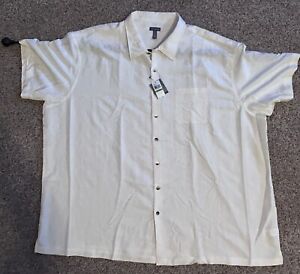 Van Heusen short sleeve Cream Color Dress shirt Men's B&T 5XL Tall22-22 1/2 NWT