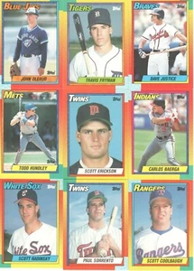 Juego de béisbol 1990 Topps negociado, Justice, Olerud, Fryman, Erickson, Baerga RC - Imagen 1 de 6