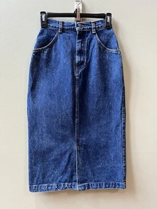 Gap Work Force Vintage Midi Denim Pencil Jean Skirt Blue Front Slit - Size 3/4 - Picture 1 of 17