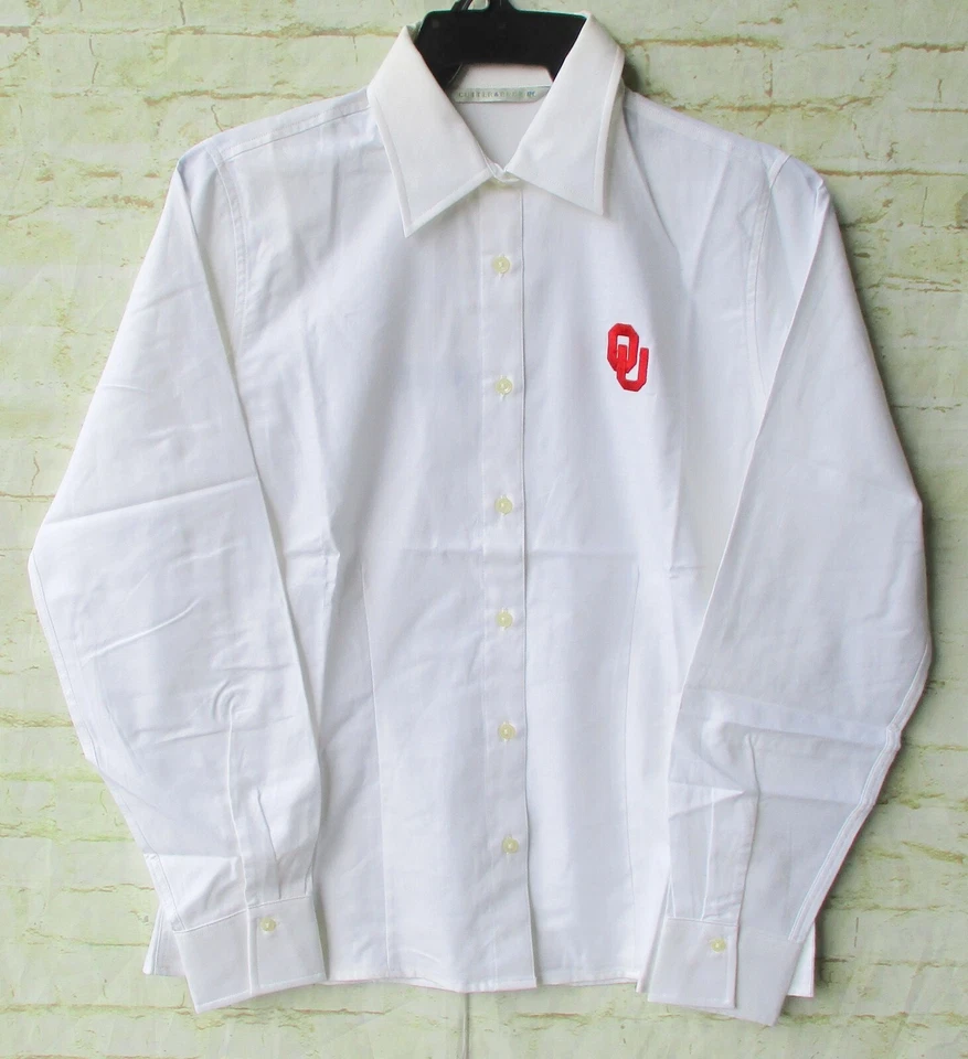 Oklahoma Sooners Cutter & Buck Ladies Button Up White Shirt Small Brand New - Image 1 of 1