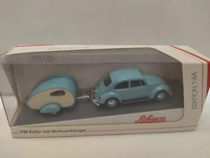 VOLKSWAGEN BEETLE/KAFER + REMOLQUE/WOHNANHANGER 1:64 SCHUCO - Imagen 1 de 2