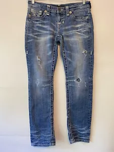 Big Star Jeans Womens 32x30 Liv Distressed Ripped Embroidered Blue Denim - Picture 1 of 16