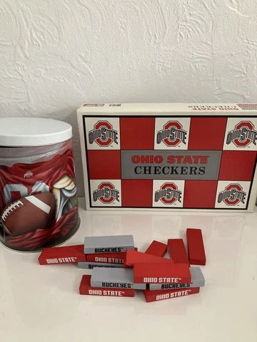 Ohio State Buckeyes Tin with Buckeye Jenga Buckeyes Checkers Cover