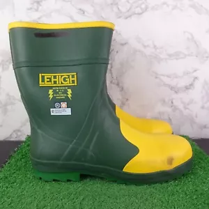 Lehigh Electrical Wellies Size 14 Men Green Yellow Class 0 Safety Boots Workwear - Picture 1 of 11