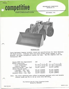 Folleto de equipo - Cargadora de ruedas Caterpillar 988 Vs Michigan 275 - 1970 (E8769) - Imagen 1 de 1