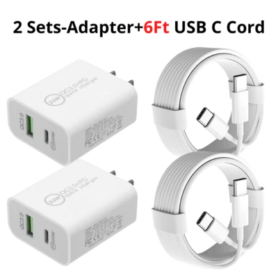 For iPhone 15 Pro Android 20W Fast Charger Adapter USB C Type C Charging Cable - Image 1 of 4